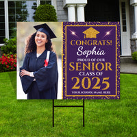 Personalized Graduation Yard Sign 2025 with Photo - Grad Sign, Class of 2025, Custom Graduation 2025 Yard Sign with Metal H-Stake