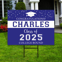 Personalized College Bound Yard Sign, College Bound Sign Logo, Custom Name Graduate College University Bound Yard Sign with Metal H-Stake