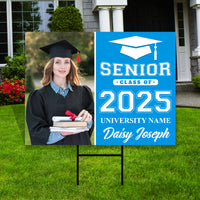 Personalized Graduation Yard Sign 2025 with Photo, 2025 Senior Grad Sign, Class of 2025, Custom Graduation 2025 Yard Sign with Metal H-Stake