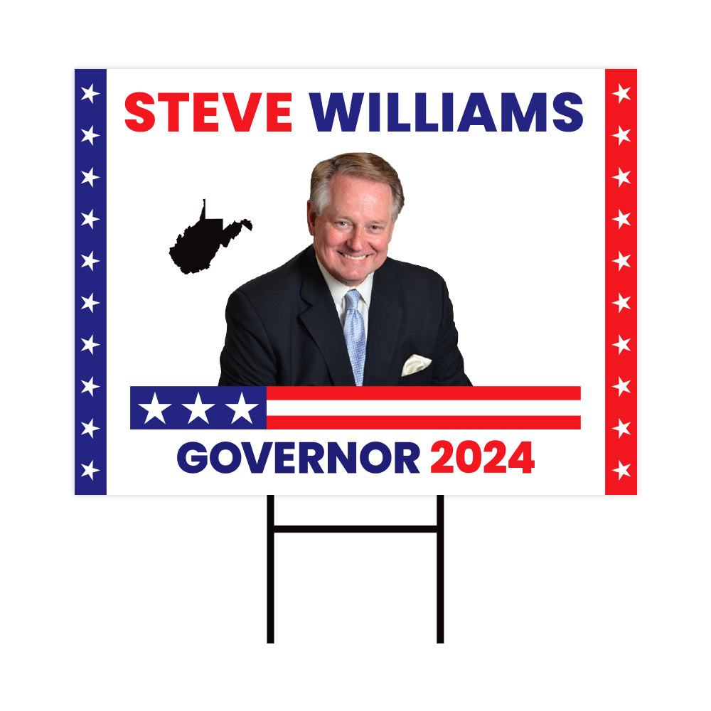 a political sign with a picture of steve williams