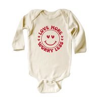 Valentine's Day Baby Bodysuit, Love More Worry Less Baby Outfit