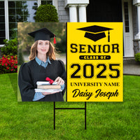 Personalized Graduation Yard Sign 2025 with Photo, 2025 Senior Grad Sign, Class of 2025, Custom Graduation 2025 Yard Sign with Metal H-Stake