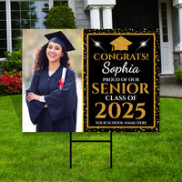 Personalized Graduation Yard Sign 2025 with Photo - Grad Sign, Class of 2025, Custom Graduation 2025 Yard Sign with Metal H-Stake