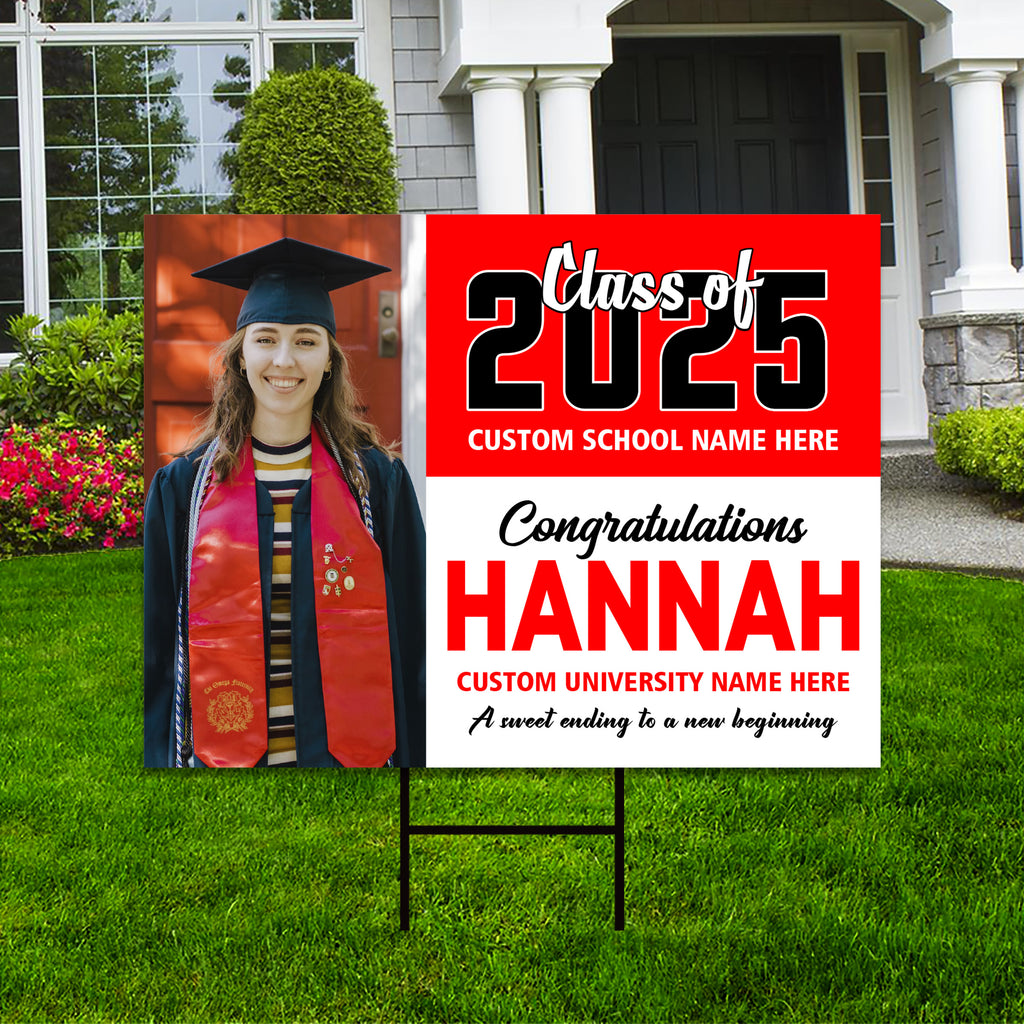 Personalized Graduation Yard Sign 2025 with Photo - Grad Sign, Class of 2025, Custom Graduation 2025 Yard Sign with Metal H-Stake