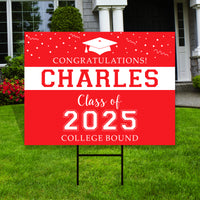 Personalized College Bound Yard Sign, College Bound Sign Logo, Custom Name Graduate College University Bound Yard Sign with Metal H-Stake