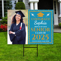 Personalized Graduation Yard Sign 2025 with Photo - Grad Sign, Class of 2025, Custom Graduation 2025 Yard Sign with Metal H-Stake