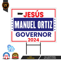 a sign that says jesus manuel ortiz government