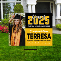 Personalized Graduation Yard Sign 2025 with Photo - Grad Sign, Class of 2025, Custom Graduation 2025 Yard Sign with Metal H-Stake