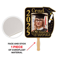 Custom Face Fans With Wooden Handle, Graduation Head, Grad Face Fans, Class of 2025 Head Fans, Graduation Faces on a Stick