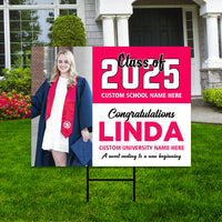 Personalized Graduation Yard Sign 2025 with Photo - Grad Sign, Class of 2025, Custom Graduation 2025 Yard Sign with Metal H-Stake