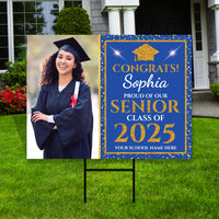 Personalized Graduation Yard Sign 2025 with Photo - Grad Sign, Class of 2025, Custom Graduation 2025 Yard Sign with Metal H-Stake