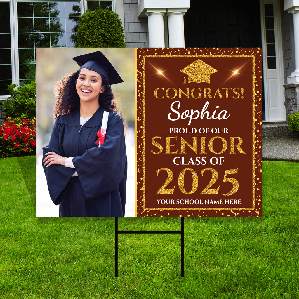 Personalized Graduation Yard Sign 2025 with Photo - Grad Sign, Class of 2025, Custom Graduation 2025 Yard Sign with Metal H-Stake