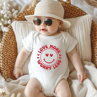 Valentine's Day Baby Bodysuit, Love More Worry Less Baby Outfit