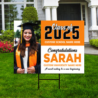 Personalized Graduation Yard Sign 2025 with Photo - Grad Sign, Class of 2025, Custom Graduation 2025 Yard Sign with Metal H-Stake