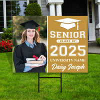 Personalized Graduation Yard Sign 2025 with Photo, 2025 Senior Grad Sign, Class of 2025, Custom Graduation 2025 Yard Sign with Metal H-Stake