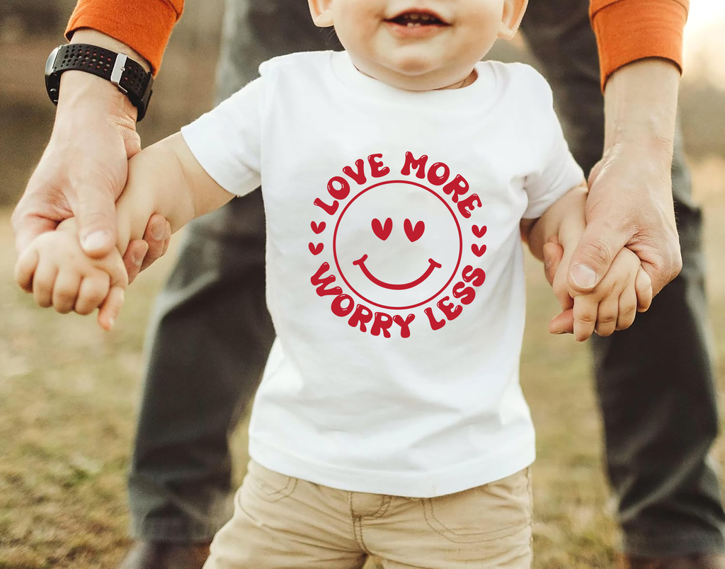 Valentine's Day Baby Bodysuit, Love More Worry Less Baby Outfit