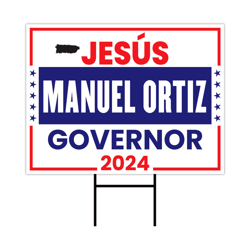 a sign that says jesus's manuel ortiz government