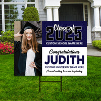 Personalized Graduation Yard Sign 2025 with Photo - Grad Sign, Class of 2025, Custom Graduation 2025 Yard Sign with Metal H-Stake