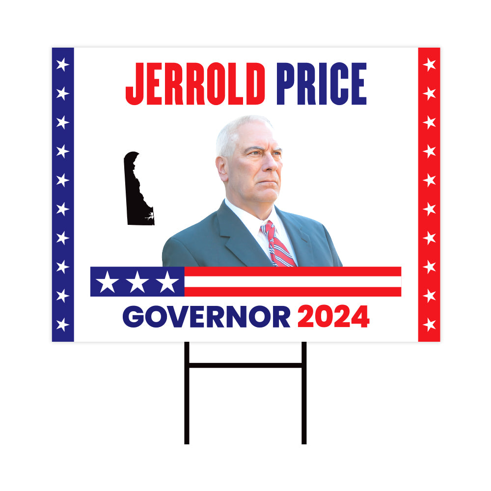 a political sign with a picture of a man in a suit