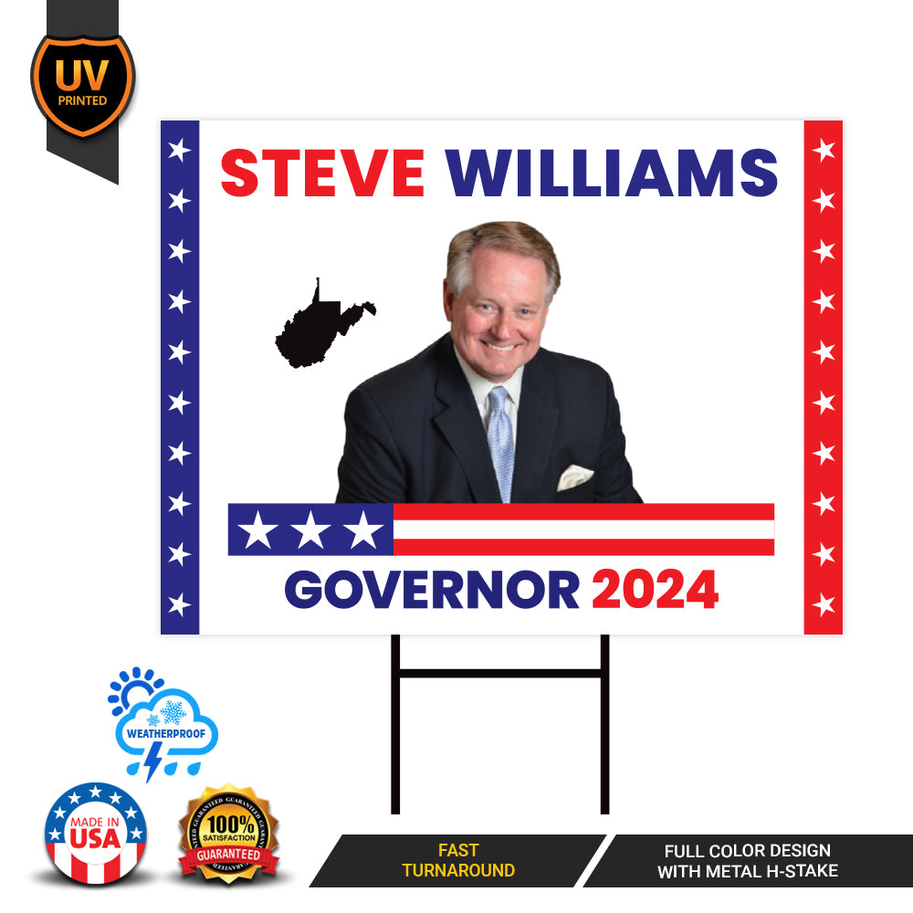 a political sign with a picture of steve williams on it