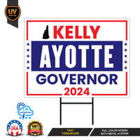 a sign that says kelly ayotte government