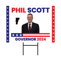 a political sign with a picture of a man in a suit and tie