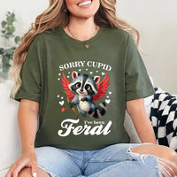 Sorry Cupid I've Been Feral Short Sleeve T-Shirt, Raccoon Valentine Shirt