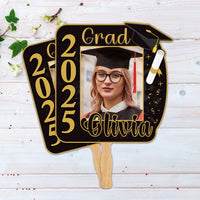 Custom Face Fans With Wooden Handle, Graduation Head, Grad Face Fans, Class of 2025 Head Fans, Graduation Faces on a Stick