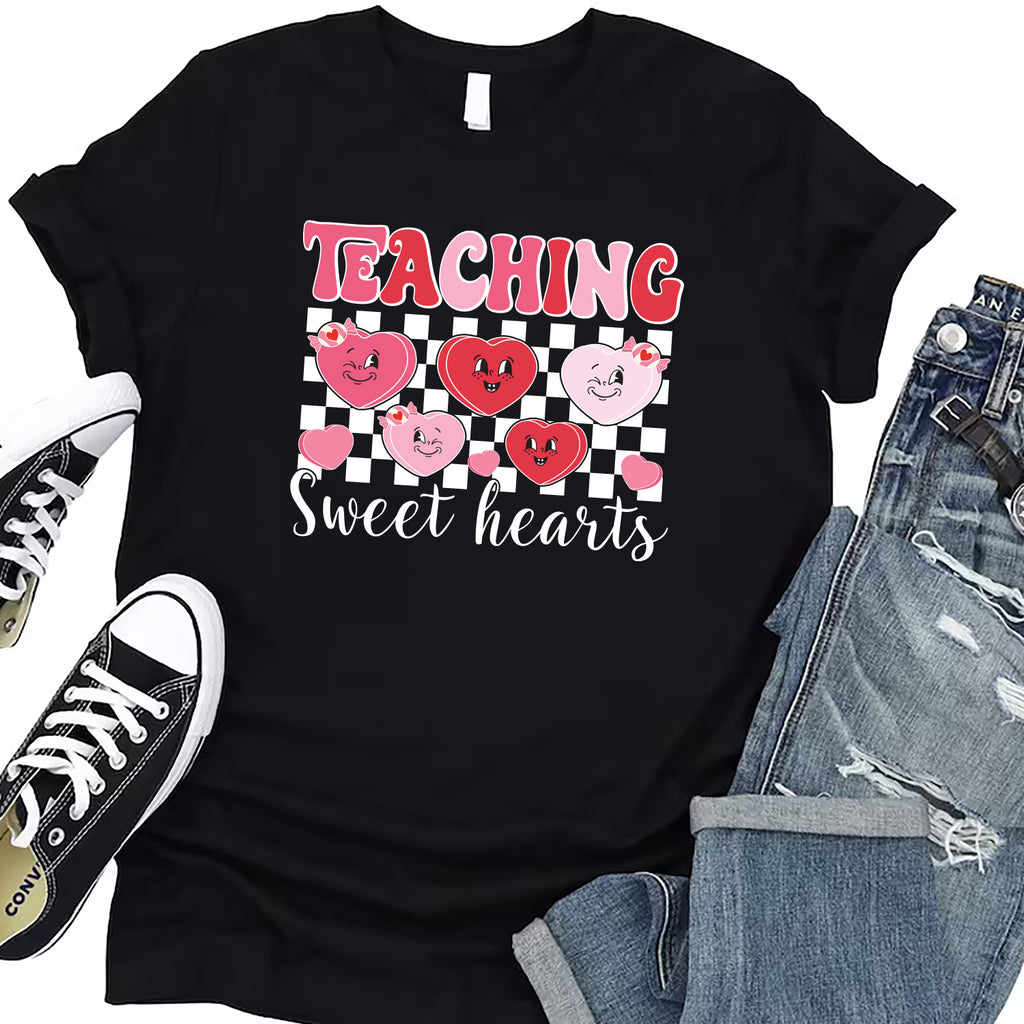 Teaching Sweethearts Teacher Short Sleeve T-Shirt, Valentine Gifts Shirt