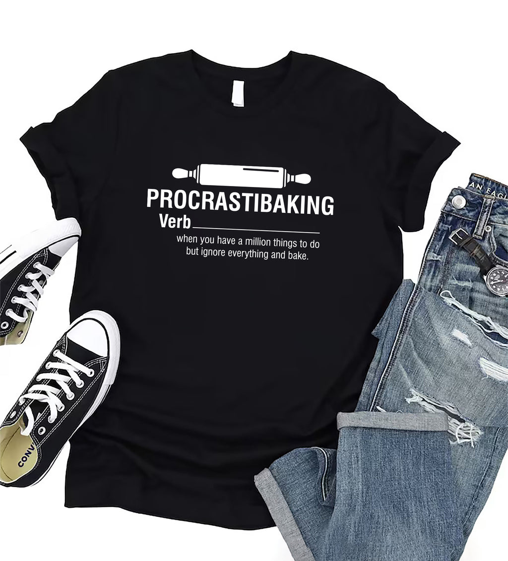 Procrastibaking Short Sleeve T-Shirt, Funny Baking T-Shirt