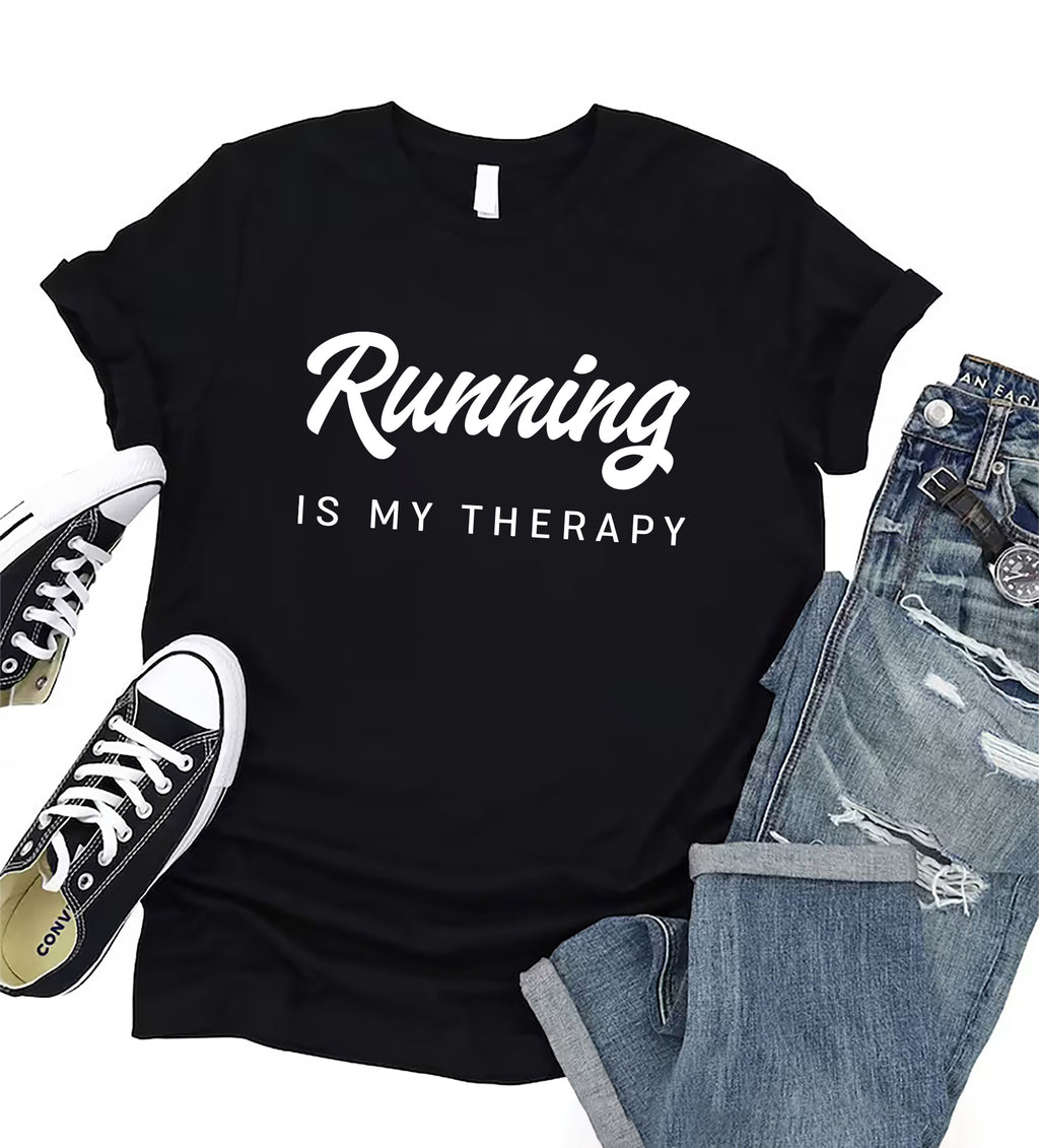 Running Is My Therapy Short Sleeve T-Shirt, Hiking Shirt