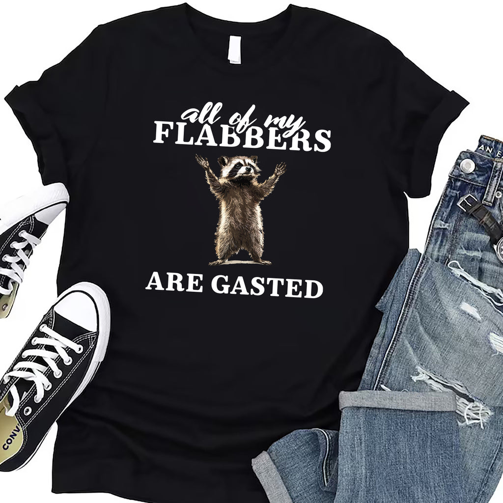 All of My Flabbers Are Gasted Short Sleeve T-Shirt, Funny Raccoon Shirt