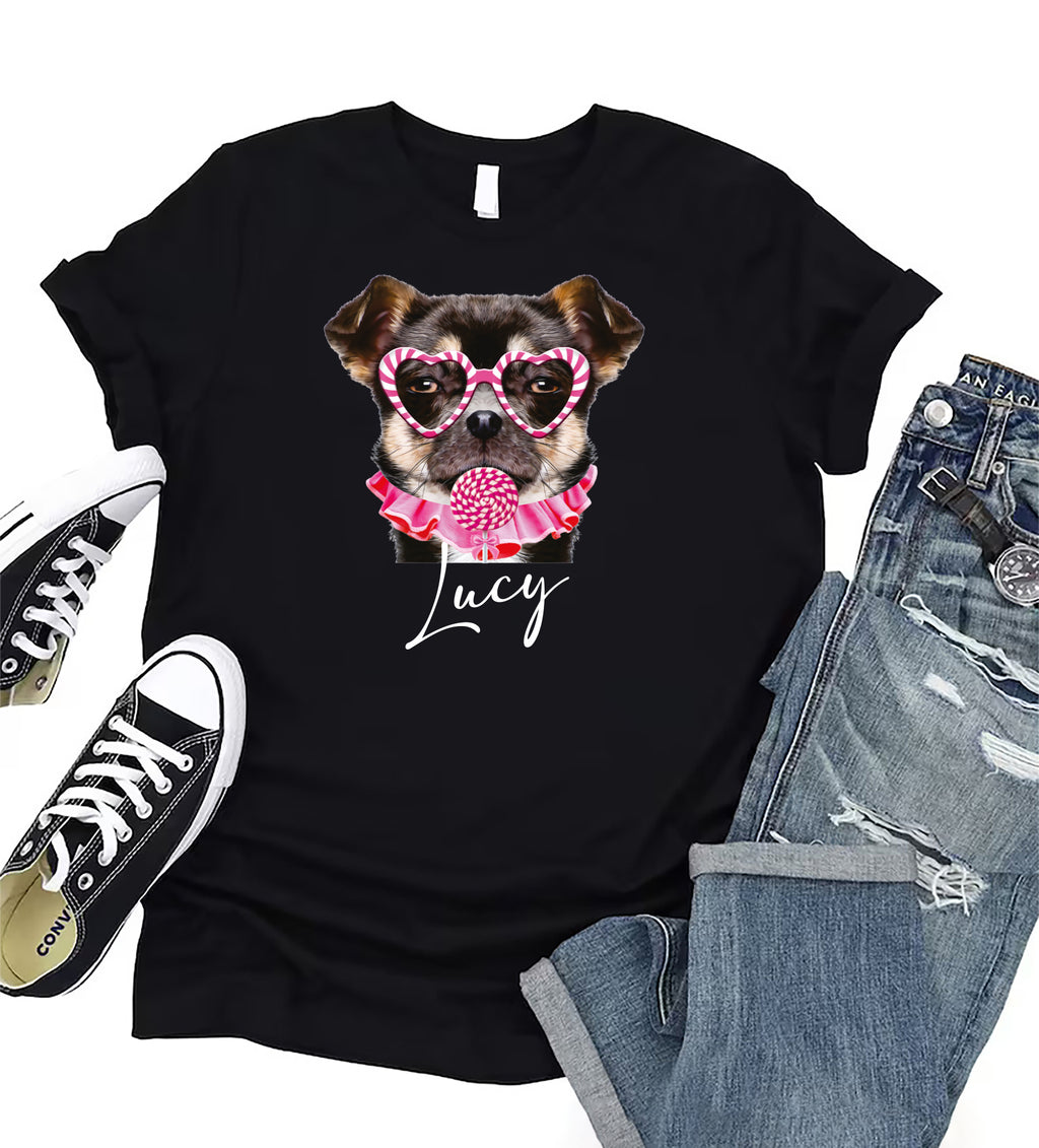 Personalized Dog Valentine Short Sleeve T-Shirt, Dog Owner Valentines Gift Shirt