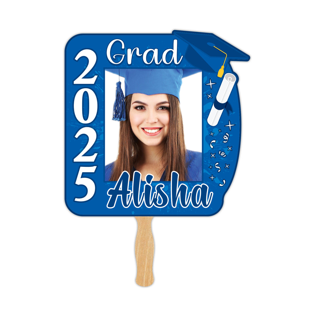 Custom Face Fans With Wooden Handle, Graduation Head, Grad Face Fans, Class of 2025 Head Fans, Graduation Faces on a Stick