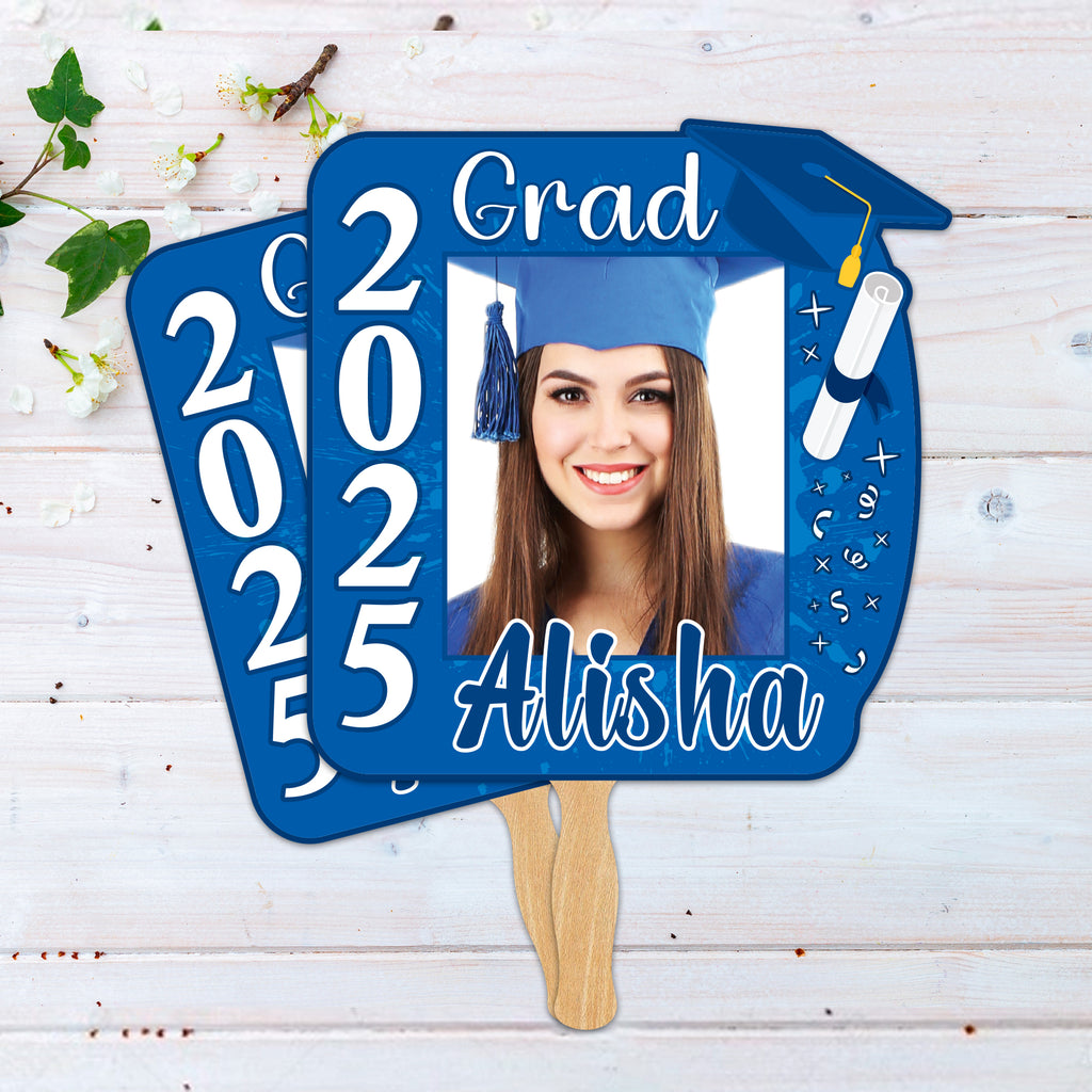 Custom Face Fans With Wooden Handle, Graduation Head, Grad Face Fans, Class of 2025 Head Fans, Graduation Faces on a Stick