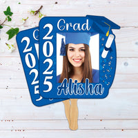 Custom Face Fans With Wooden Handle, Graduation Head, Grad Face Fans, Class of 2025 Head Fans, Graduation Faces on a Stick