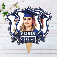 Custom Face Fans With Wooden Handle, Graduation Head, Grad Face Fans, Class of 2025 Head Fans, Graduation Faces on a Stick