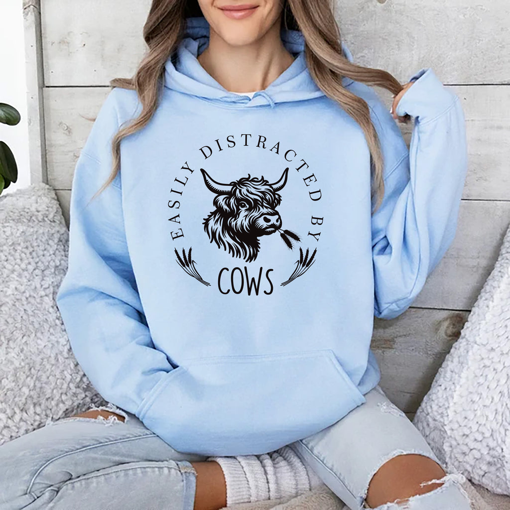 Easily Distracted By Cows Hoodie, Funny Cow Hoodie