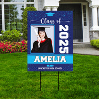 Personalized Graduation Yard Sign 2025 with Photo, 2025 Senior Grad Sign, Class of 2025, Custom Graduation 2025 Yard Sign with Metal H-Stake