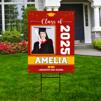 Personalized Graduation Yard Sign 2025 with Photo, 2025 Senior Grad Sign, Class of 2025, Custom Graduation 2025 Yard Sign with Metal H-Stake