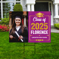 Personalized Graduation Yard Sign 2025 with Photo, 2025 Senior Grad Sign, Class of 2025, Custom Graduation 2025 Yard Sign with Metal H-Stake