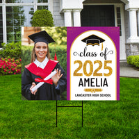 Personalized Graduation Yard Sign 2025 with Photo, 2025 Senior Grad Sign, Class of 2025, Custom Graduation 2025 Yard Sign with Metal H-Stake