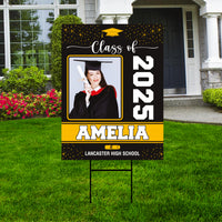 Personalized Graduation Yard Sign 2025 with Photo, 2025 Senior Grad Sign, Class of 2025, Custom Graduation 2025 Yard Sign with Metal H-Stake