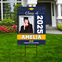 Personalized Graduation Yard Sign 2025 with Photo, 2025 Senior Grad Sign, Class of 2025, Custom Graduation 2025 Yard Sign with Metal H-Stake