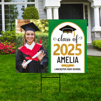 Personalized Graduation Yard Sign 2025 with Photo, 2025 Senior Grad Sign, Class of 2025, Custom Graduation 2025 Yard Sign with Metal H-Stake