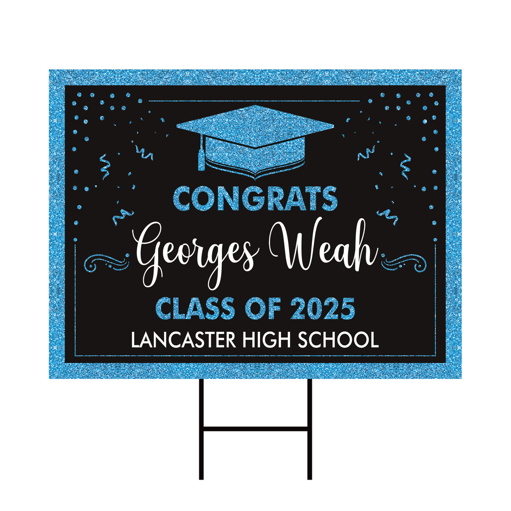 Personalized Graduation Yard Sign 2025 - Coroplast Grad Sign, Class of 2025 Sign, Custom Graduation 2025 Yard Sign with Metal H-Stake