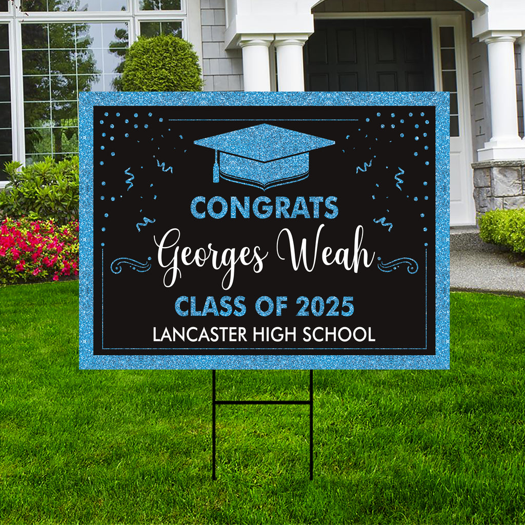 Personalized Graduation Yard Sign 2025 - Coroplast Grad Sign, Class of 2025 Sign, Custom Graduation 2025 Yard Sign with Metal H-Stake