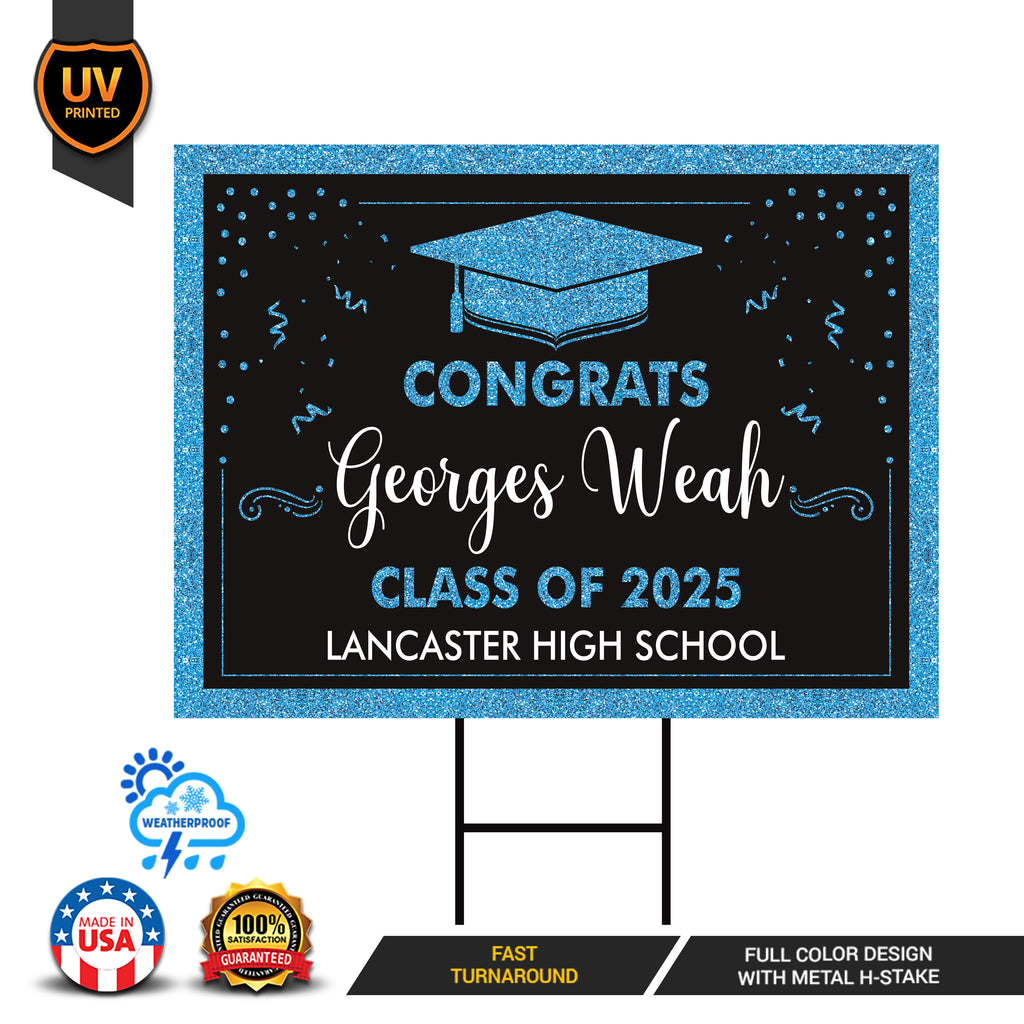 Personalized Graduation Yard Sign 2025 - Coroplast Grad Sign, Class of 2025 Sign, Custom Graduation 2025 Yard Sign with Metal H-Stake