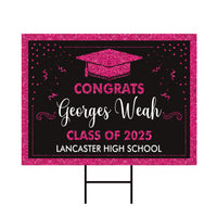 Personalized Graduation Yard Sign 2025 - Coroplast Grad Sign, Class of 2025 Sign, Custom Graduation 2025 Yard Sign with Metal H-Stake