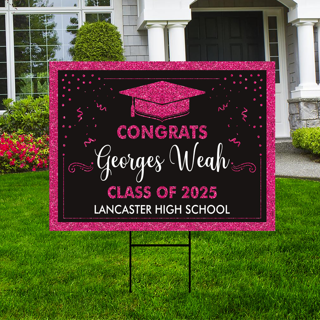 Personalized Graduation Yard Sign 2025 - Coroplast Grad Sign, Class of 2025 Sign, Custom Graduation 2025 Yard Sign with Metal H-Stake